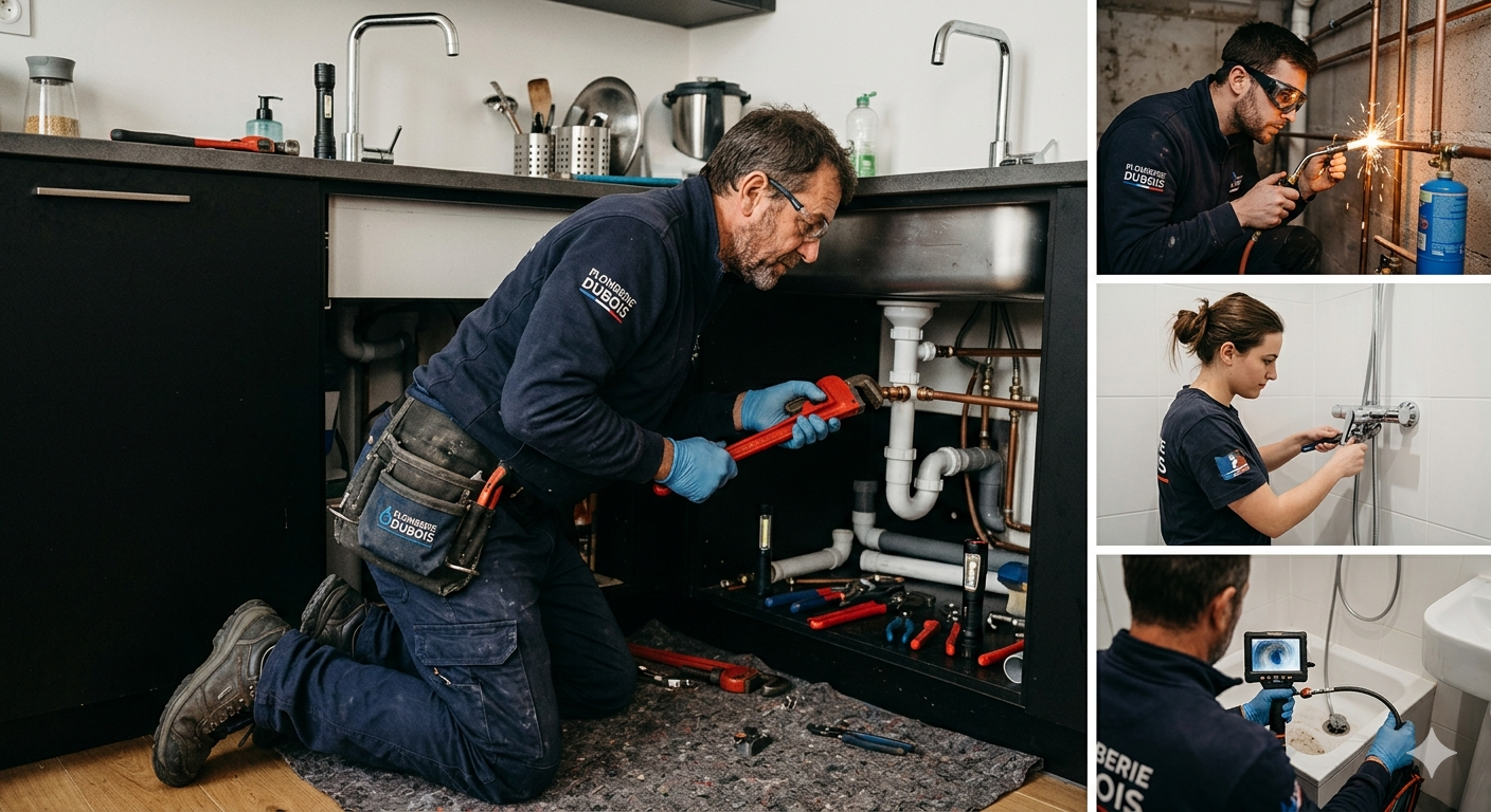 Julien Dubois et son équipe au travail — plomberie, chauffage, rénovation salle de bain